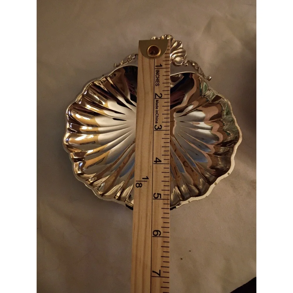 Leonard Silver Plated Shell Dish Vintage Footed Scalloped Catchall Tray Japan